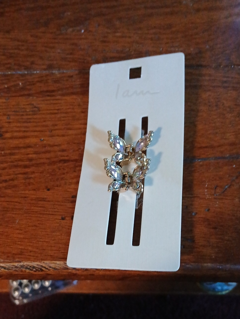 Gold and Crystal Floral Clip-Onhair Clips - Clear Crystal
